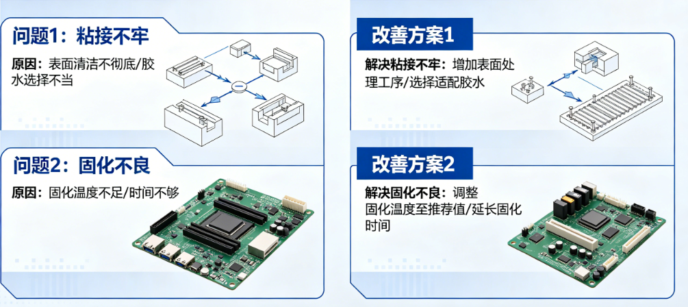 粘接不牢、固化不良？电子胶水批量失效核心原因与全套量产改善方案