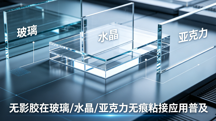 无影胶在玻璃/水晶/亚克力无痕粘接应用普及